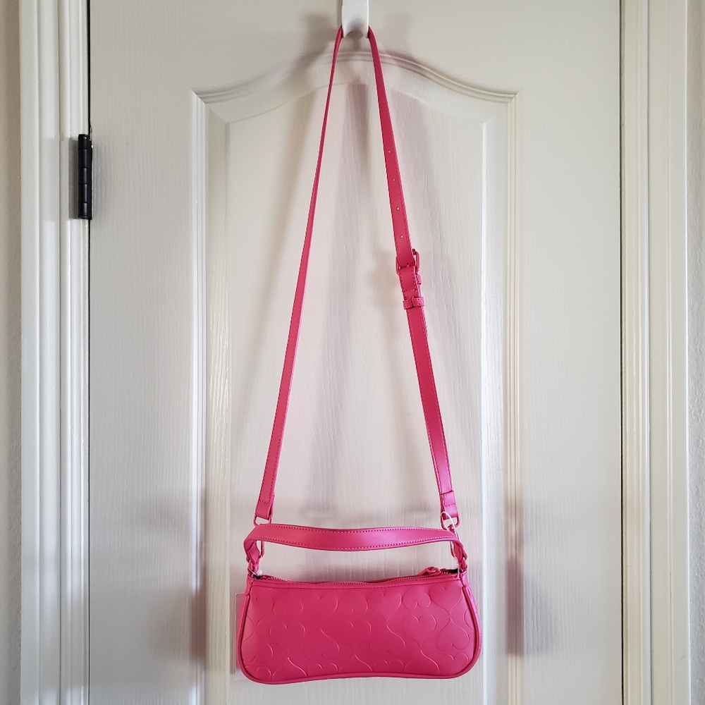 Betsey‎ Johnson Pink Fushia XOASHTAN Bow Charm Shoulder Crossbody Bag Heart NWT - Picture 4 of 16